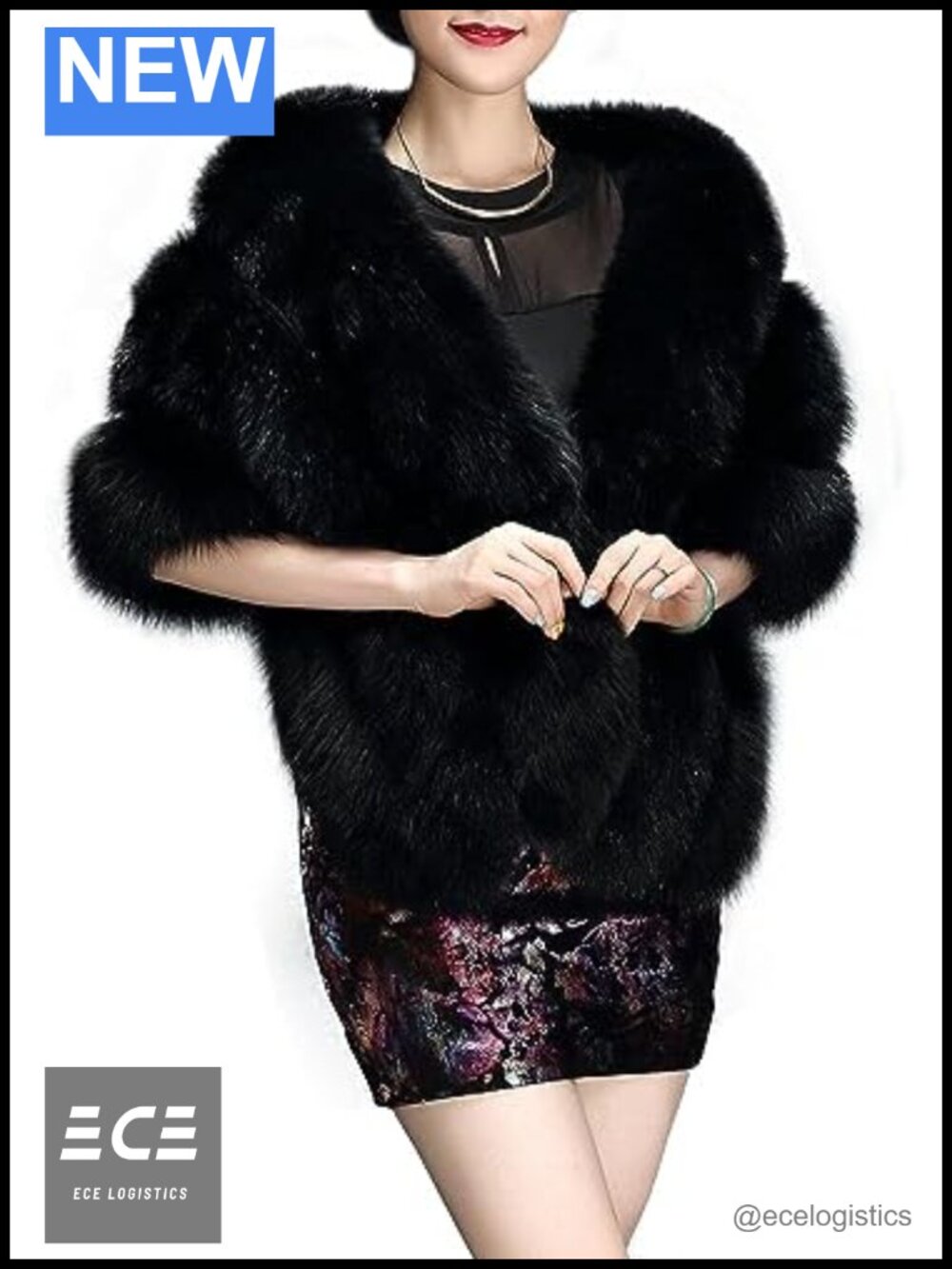 Faux Fur Long Shawl Cloak Cape Winter Wrap Formal Party